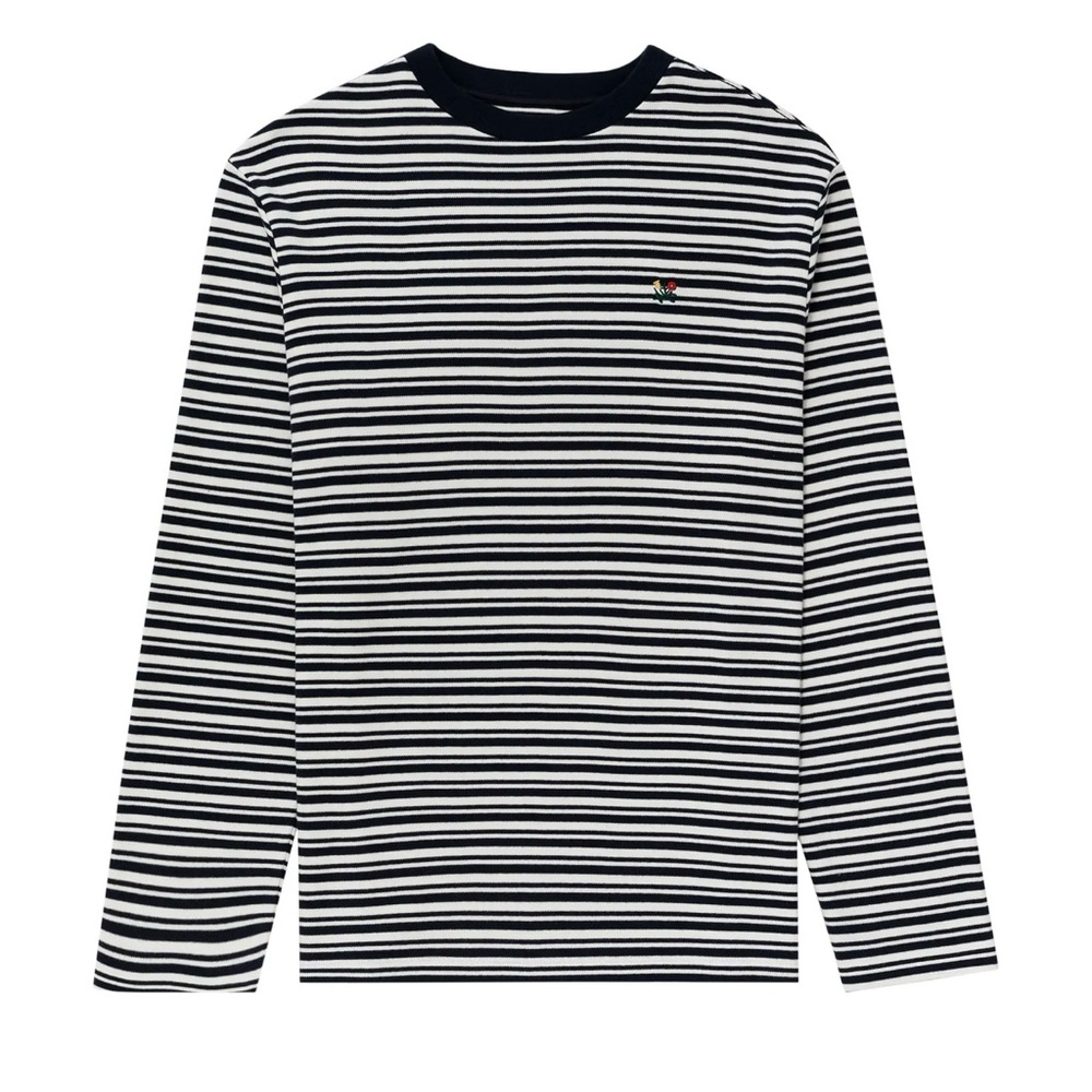 Aimé Leon Dore Striped Crest Long-Sleeve Tee 'Navy Blazer'